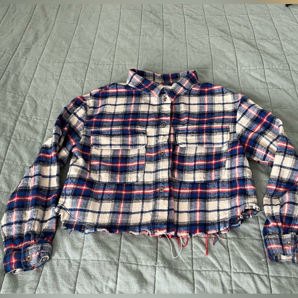 Zara kids cropped flannel shirt